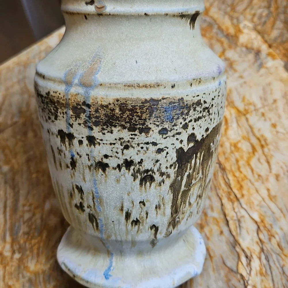 Rustic Cream and Brown Handcrafted Ceramic Vase